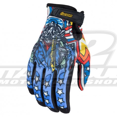 Guanti Moto Icon HOOLIGAN CE Flyboy - Blu - Offerta Online