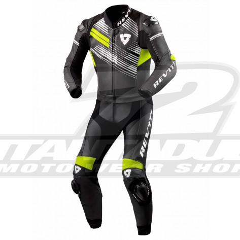 Tuta Pelle Divisibile Moto REV'IT! APEX - Nero Giallo Neon - Offerta Online