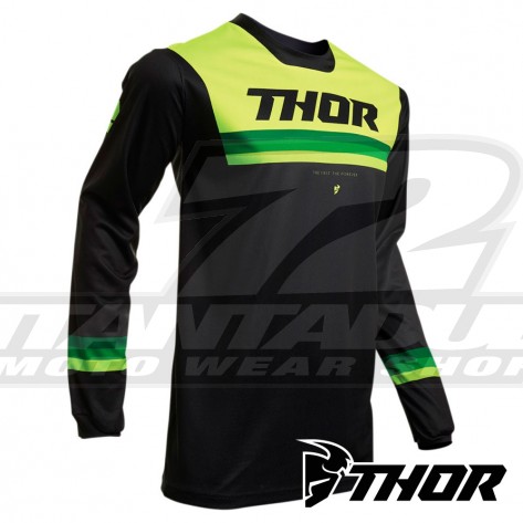 Maglia Cross Thor PULSE PINNER - Nero Giallo Acido