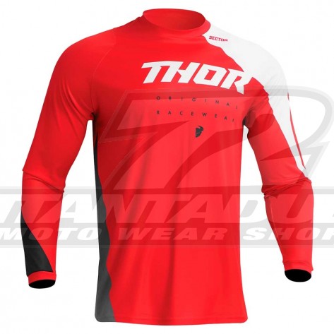 Maglia Cross Thor SECTOR EDGE - Rosso Bianco - Offerta Online