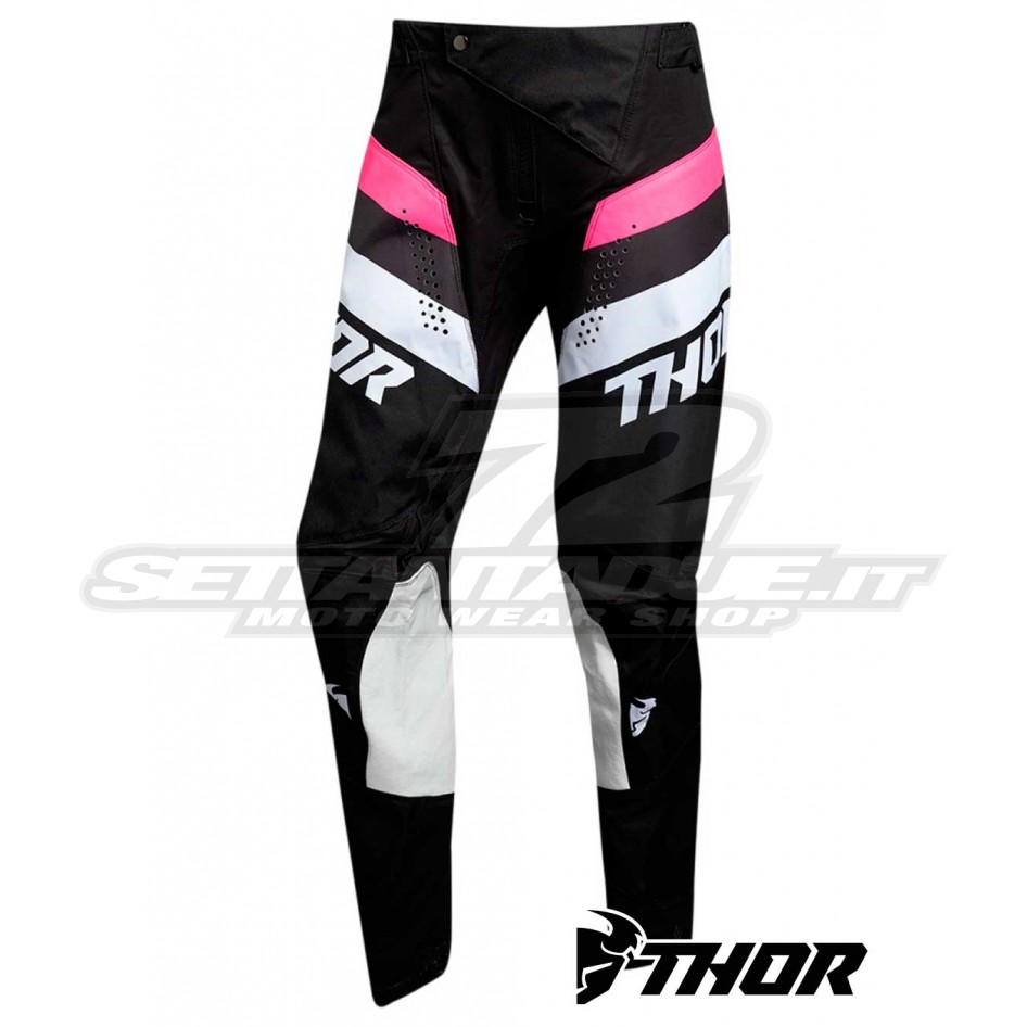 Pantaloni Cross Donna Thor Women's PULSE RACER - Nero Rosa | SETTANTADUE.IT