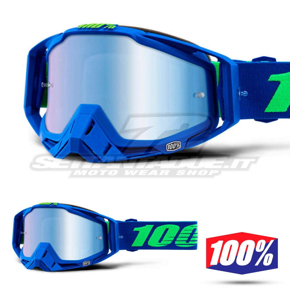 Maschera Cross 100% THE RACECRAFT Dreamflow - Lente Blu Specchio |  SETTANTADUE.IT