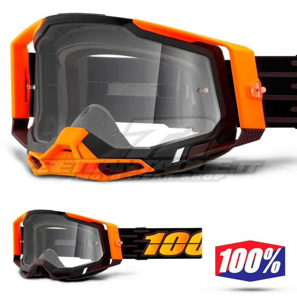Maschera Cross 100% RACECRAFT2 Costume 2 - Lente Trasparente |  SETTANTADUE.IT