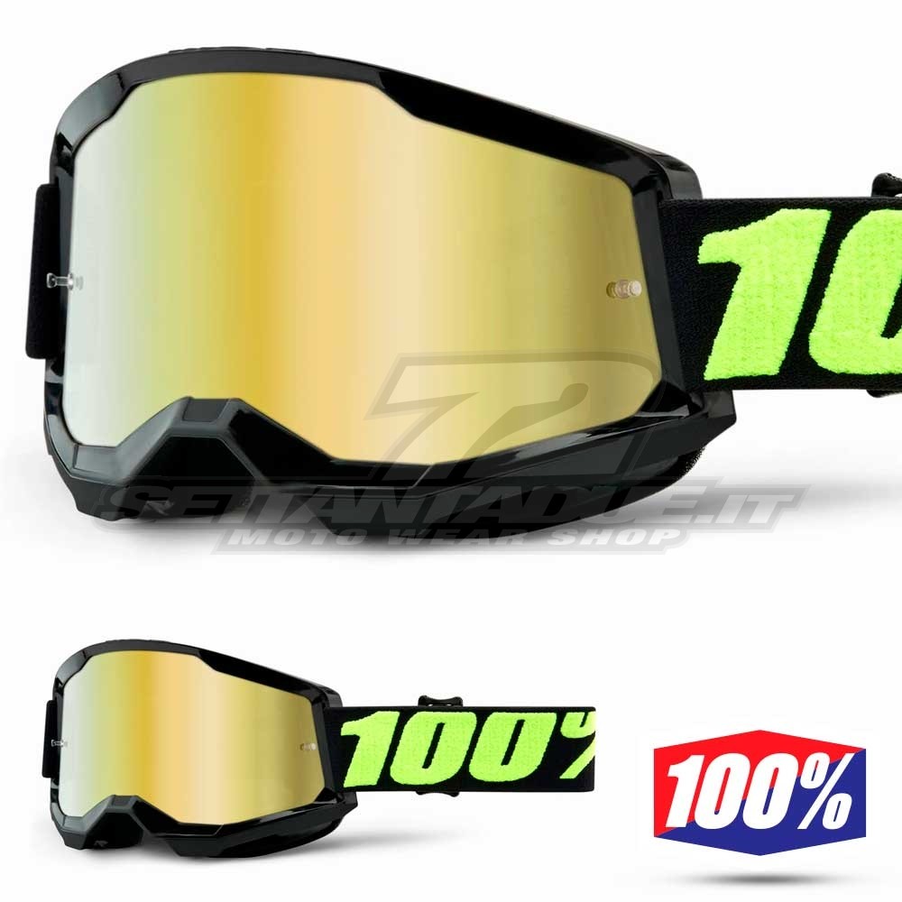 Maschera Cross 100% STRATA2 Upsol - Lente Oro Specchio | SETTANTADUE.IT