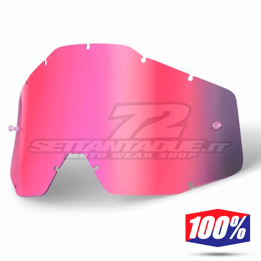 Lente Ricambio Maschere Cross 100% - Rosa Specchio | SETTANTADUE.IT