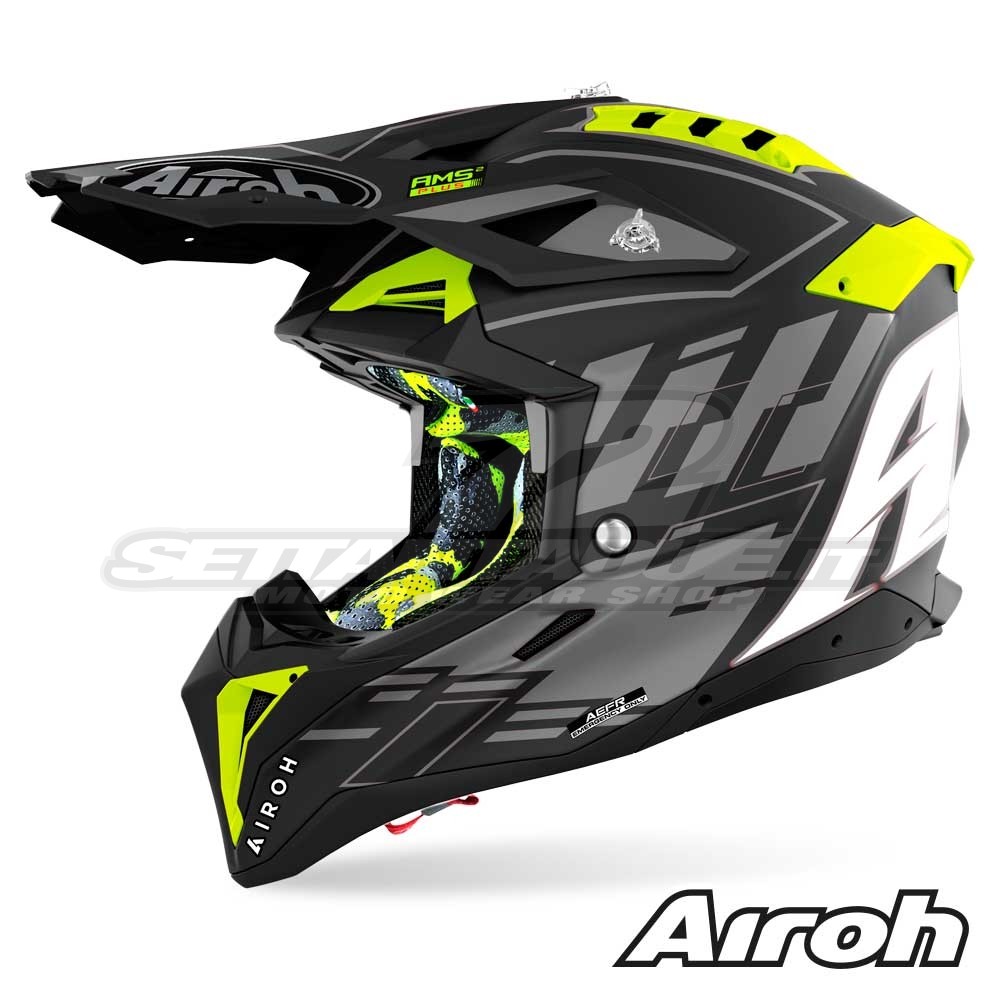 Casco Motocross Airoh AVIATOR 3 Rampage - Nero Opaco | SETTANTADUE.IT