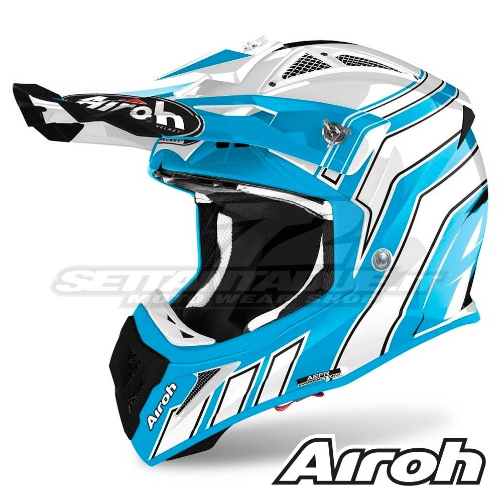 Casco Motocross Airoh AVIATOR ACE Art - Azzurro | SETTANTADUE.IT