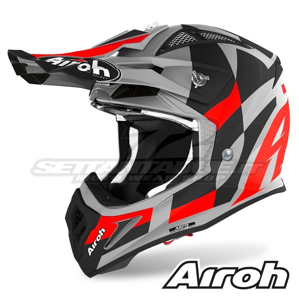 Casco Motocross Airoh AVIATOR ACE Trick - Rosso Opaco | SETTANTADUE.IT