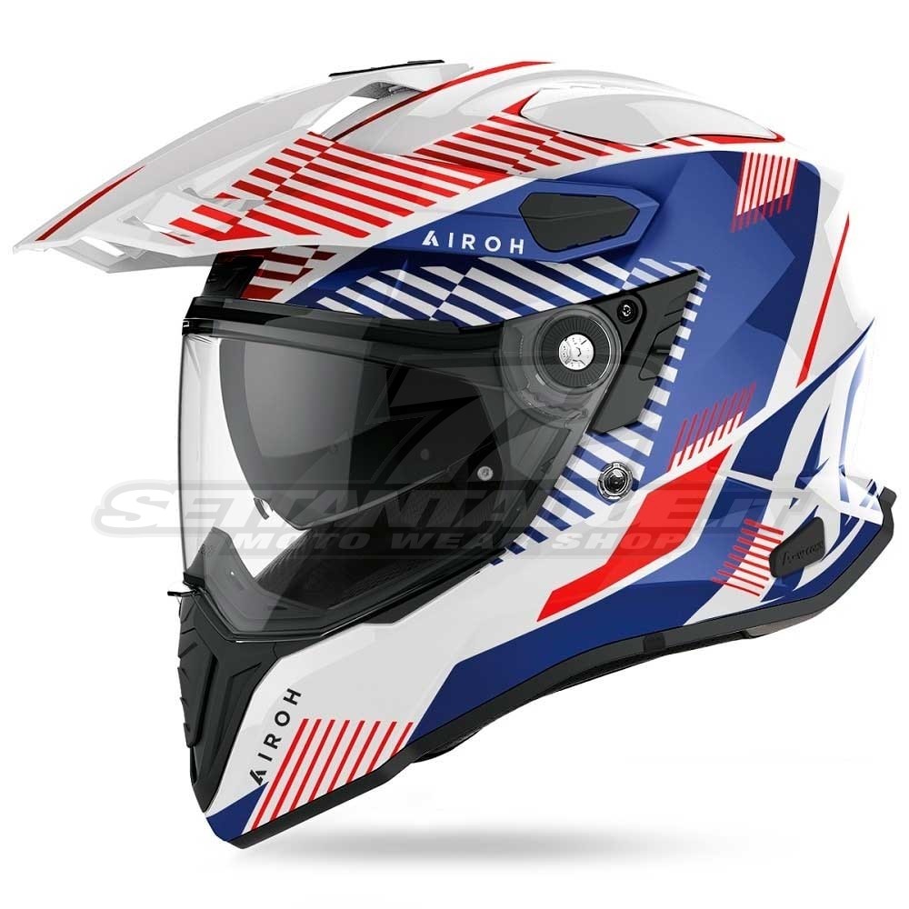 Casco Moto Crossover Airoh COMMANDER Boost - Bianco Blu | SETTANTADUE.IT