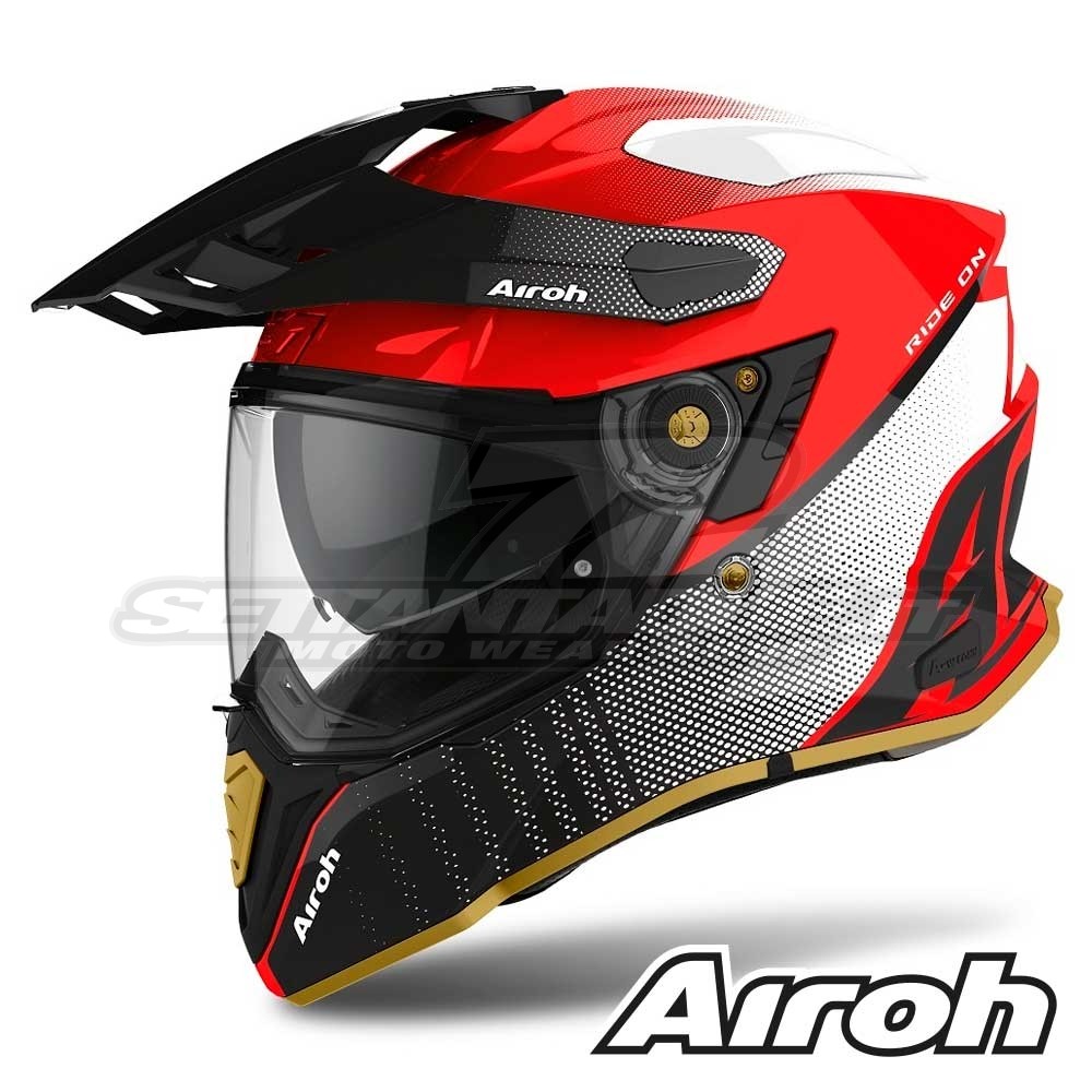 Casco Moto Crossover Airoh COMMANDER Progress - Rosso | SETTANTADUE.IT