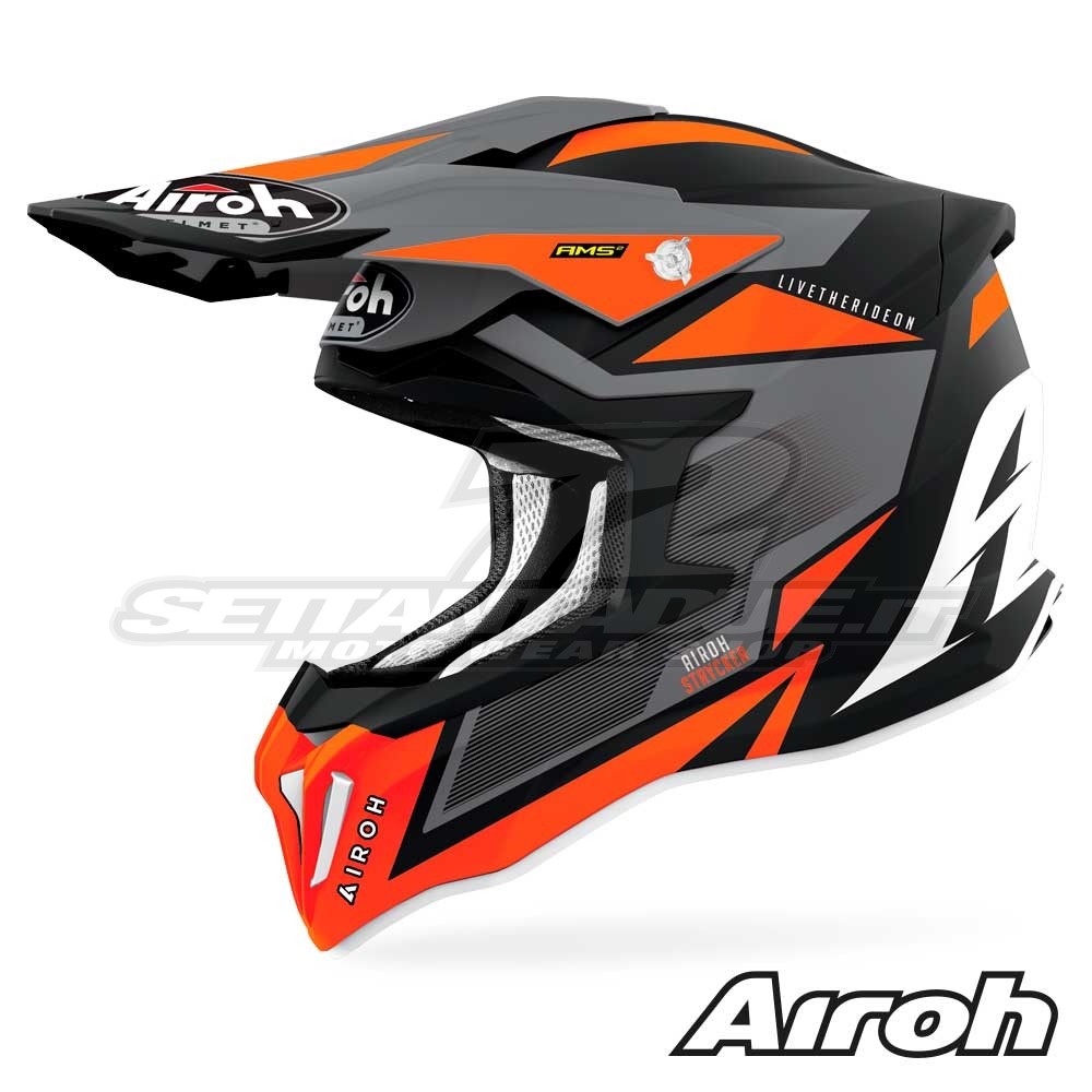 Casco Motocross Airoh STRYCKER Axe - Arancione Opaco | SETTANTADUE.IT