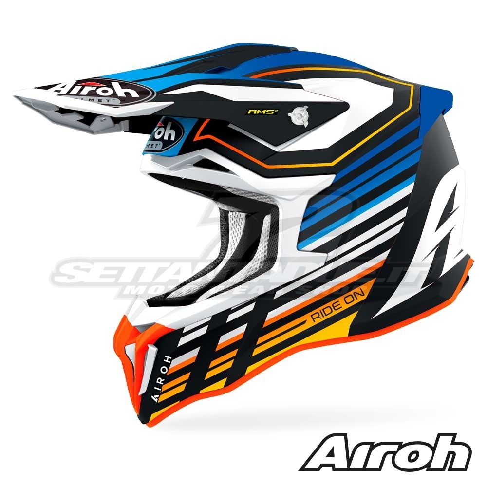 Casco Motocross Airoh STRYCKER Shaded - Blu Opaco | SETTANTADUE.IT