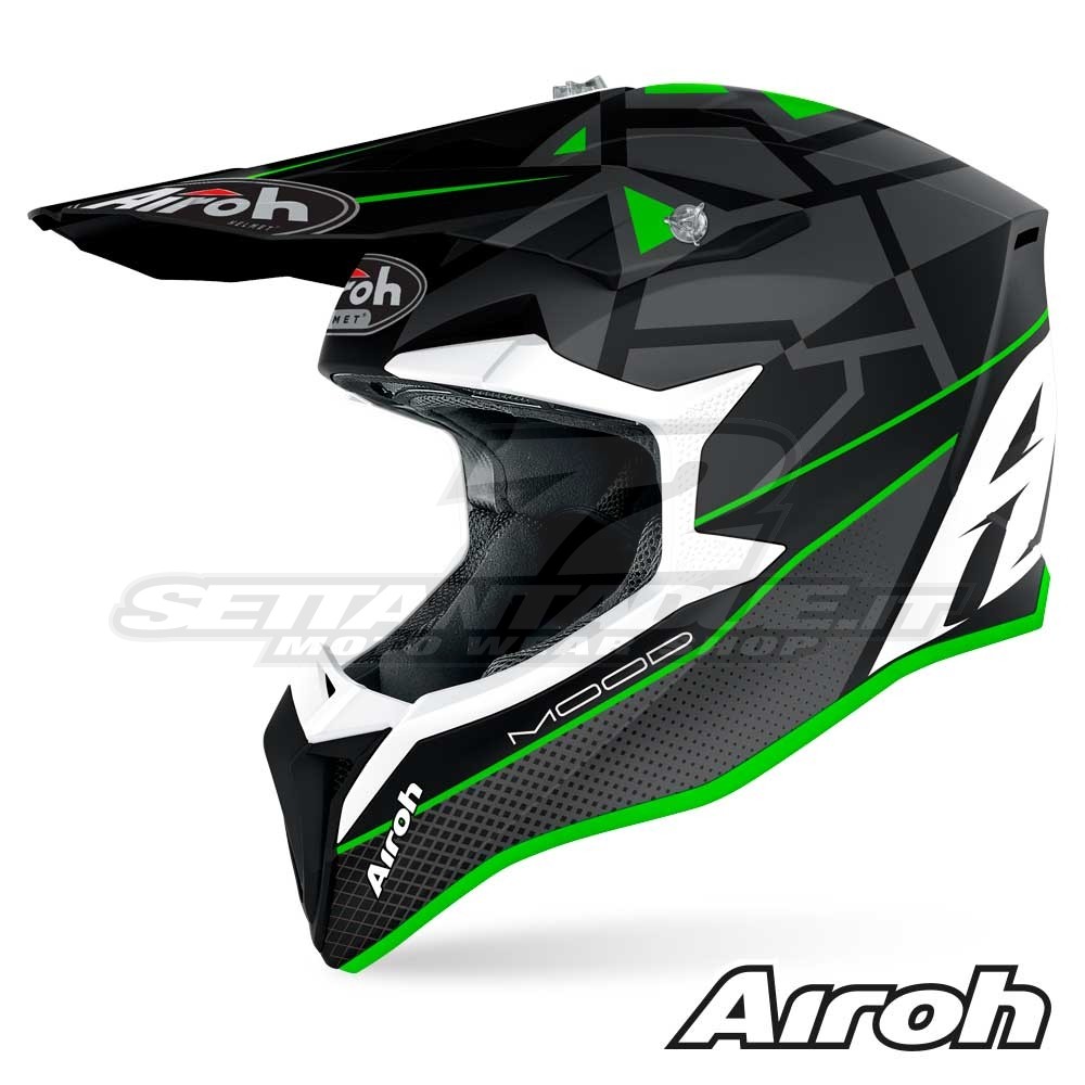 Casco Motocross Airoh WRAAP Mood - Verde Opaco | SETTANTADUE.IT