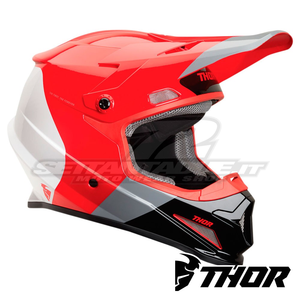 Casco Motocross Thor SECTOR BOMBER - Rosso Carbone | SETTANTADUE.IT
