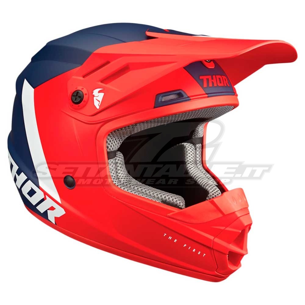 Casco Motocross Bambino Thor YOUTH SECTOR CHEV Rosso Blu Navy SETTANTADUE.IT