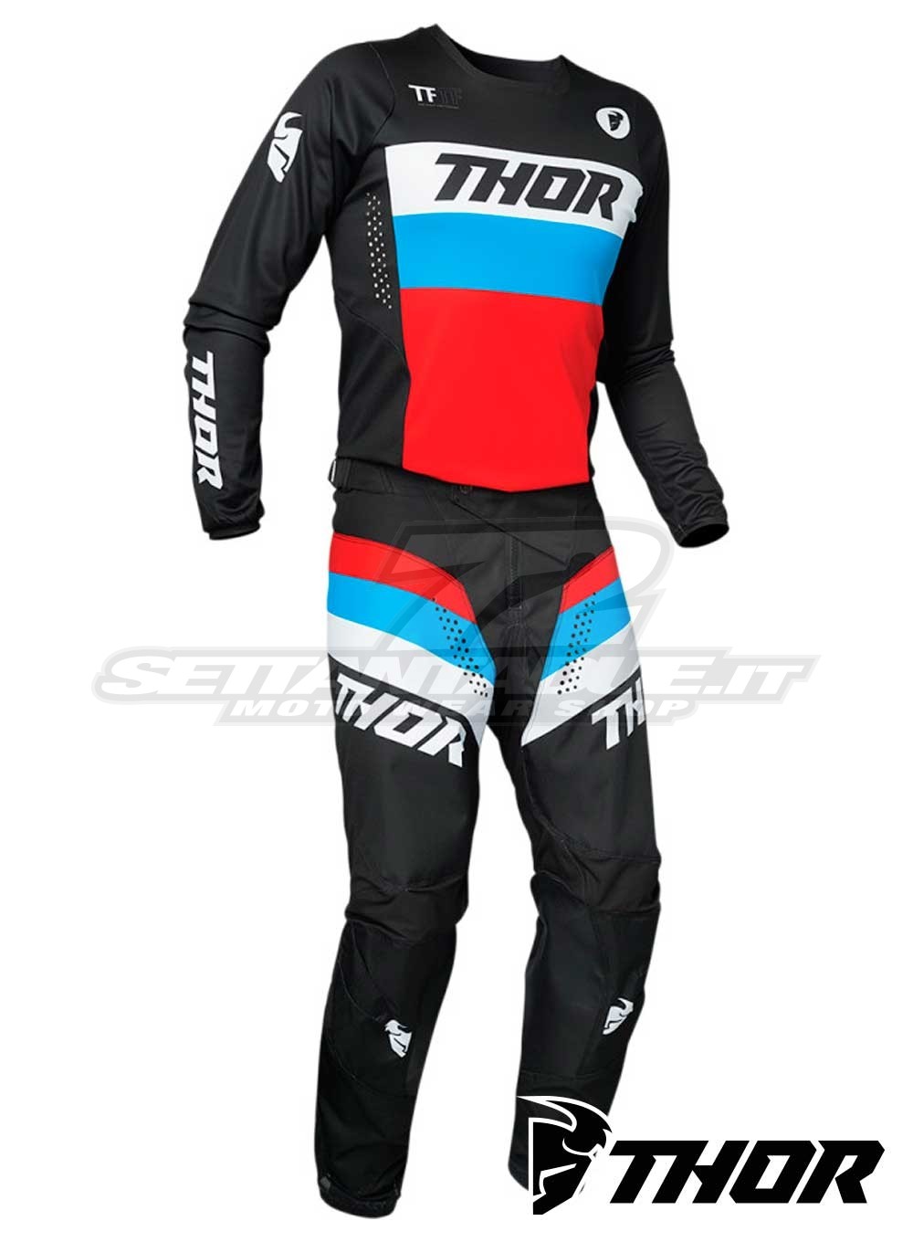 Completo Cross Thor PULSE RACER - Nero Rosso Blu | SETTANTADUE.IT