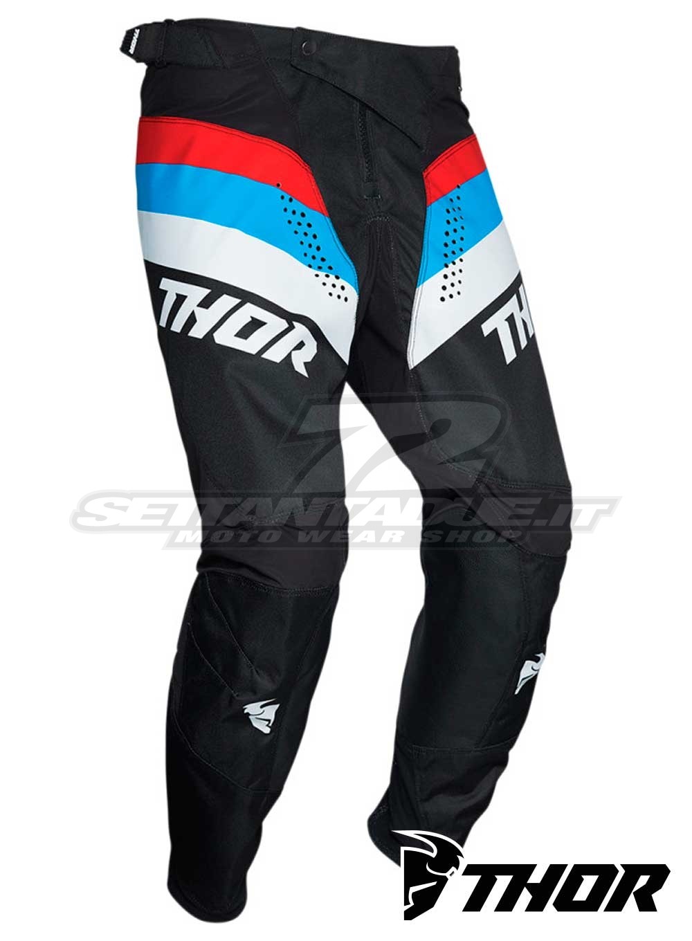 Pantaloni Cross Thor PULSE RACER - Nero Rosso Blu | SETTANTADUE.IT
