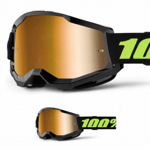 Maschera Cross 100% STRATA 2 Solar Eclipse - Lente True Gold Specchio - Offerta