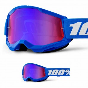 Maschera Cross 100% STRATA 2 Junior Blue - Lente Rosso Blu Specchio - Offerta