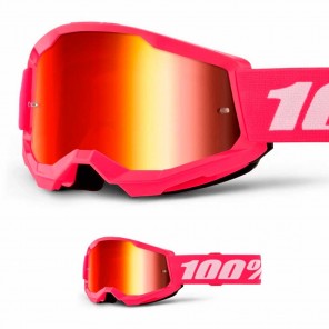 Maschera Cross 100% STRATA 2 Junior Pink - Lente Rosso Specchio - Offerta
