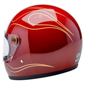 Casco Biltwell GRINGO S Flames - Rosso Granato Lucido