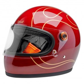 Casco Moto Biltwell GRINGO S Flames - Rosso Granato Lucido - Offerta