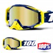 Maschera Cross 100% THE RACECRAFT Bibal Navy - Lente Oro Specchio