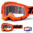Maschera Cross 100% ACCURI2 Neon Orange - Lente Trasparente