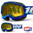 Maschera Motoslitta 100% ACCURI2 SNOW Blue - Lente Dual Vented Giallo