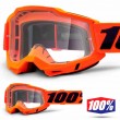 Maschera Cross 100% ACCURI2 OTG Neon Orange - Lente Trasparente