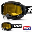 Maschera Motoslitta 100% RACECRAFT2 SNOW Black - Lente Dual Vented Giallo
