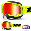 Maschera Motoslitta 100% RACECRAFT2 SNOW Fluo Yellow - Lente Dual Vented Rosso Specchio
