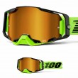 Maschera Cross 100% ARMEGA Neon Yellow - Lente Oro Specchio - Offerta Online