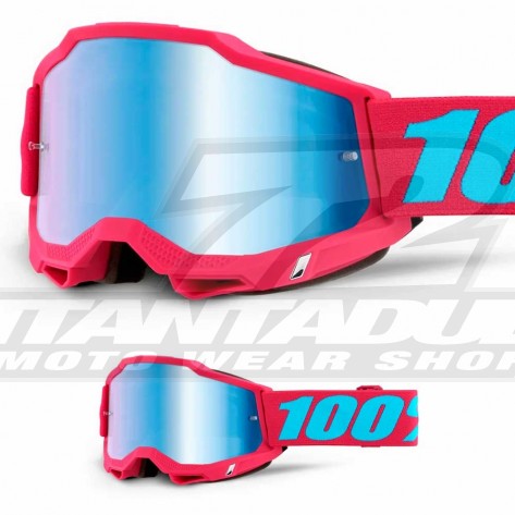 Maschera Cross 100% ACCURI2 Dunder - Lente Rosso Specchio - Offerta Online