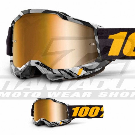 Maschera Cross 100% ACCURI2 Dunder - Lente Rosso Specchio - Offerta Online