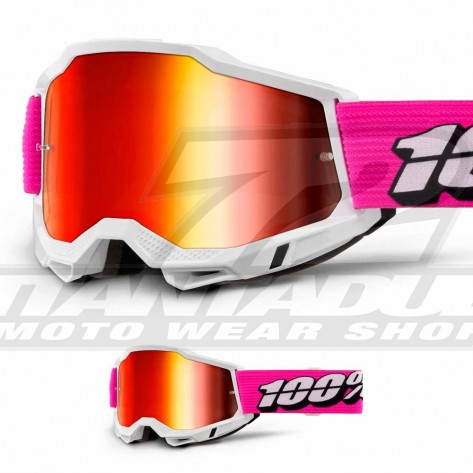 Maschera Cross 100% ACCURI2 Dunder - Lente Rosso Specchio - Offerta Online