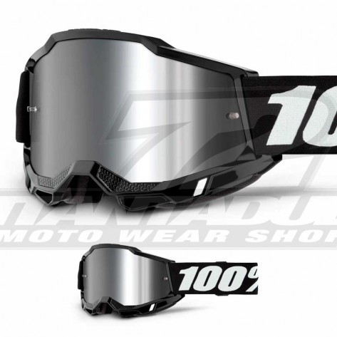 Maschera Cross 100% ACCURI2 Dunder - Lente Rosso Specchio - Offerta Online