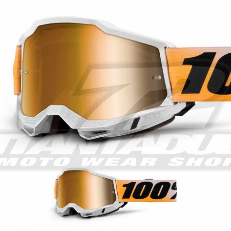 Maschera Cross 100% ACCURI2 Dunder - Lente Rosso Specchio - Offerta Online