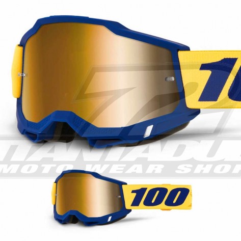Maschera Cross 100% ACCURI2 Dunder - Lente Rosso Specchio - Offerta Online
