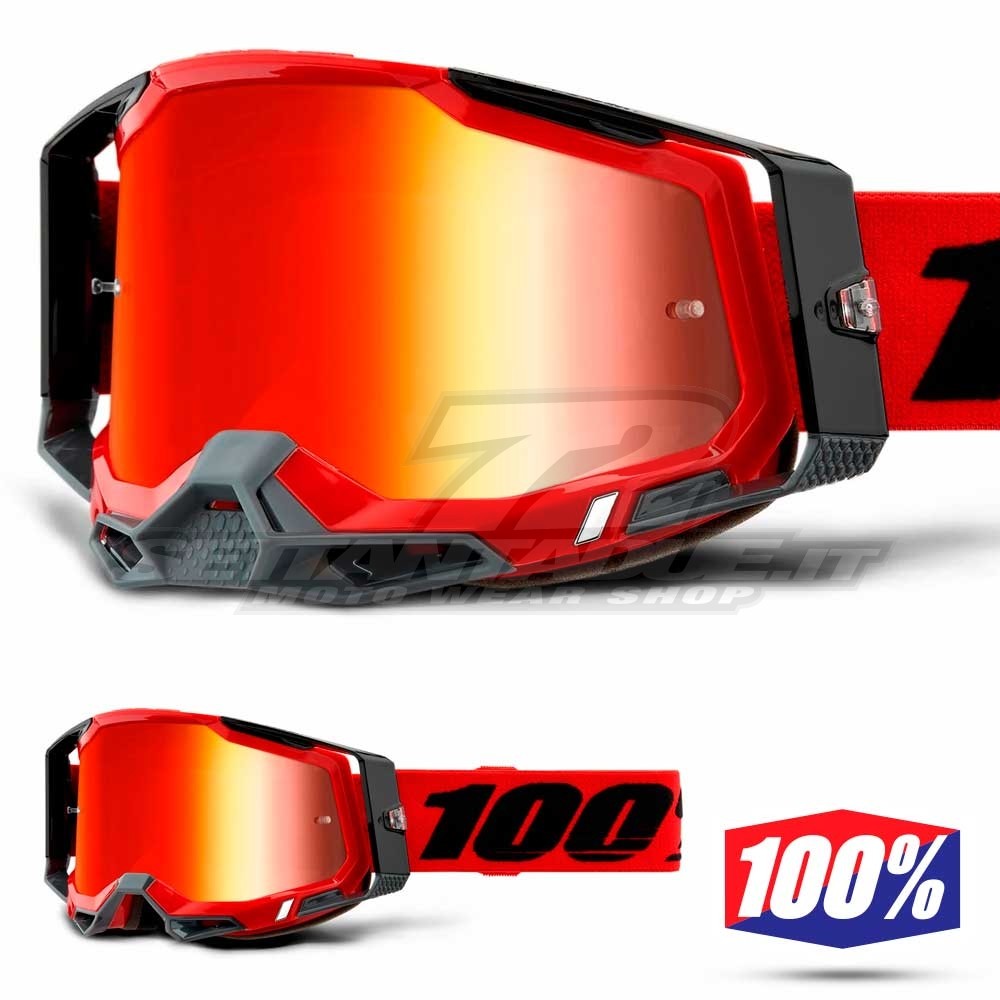 Derestricted With Mirror Red Lens 100% Racecraft Goggle 