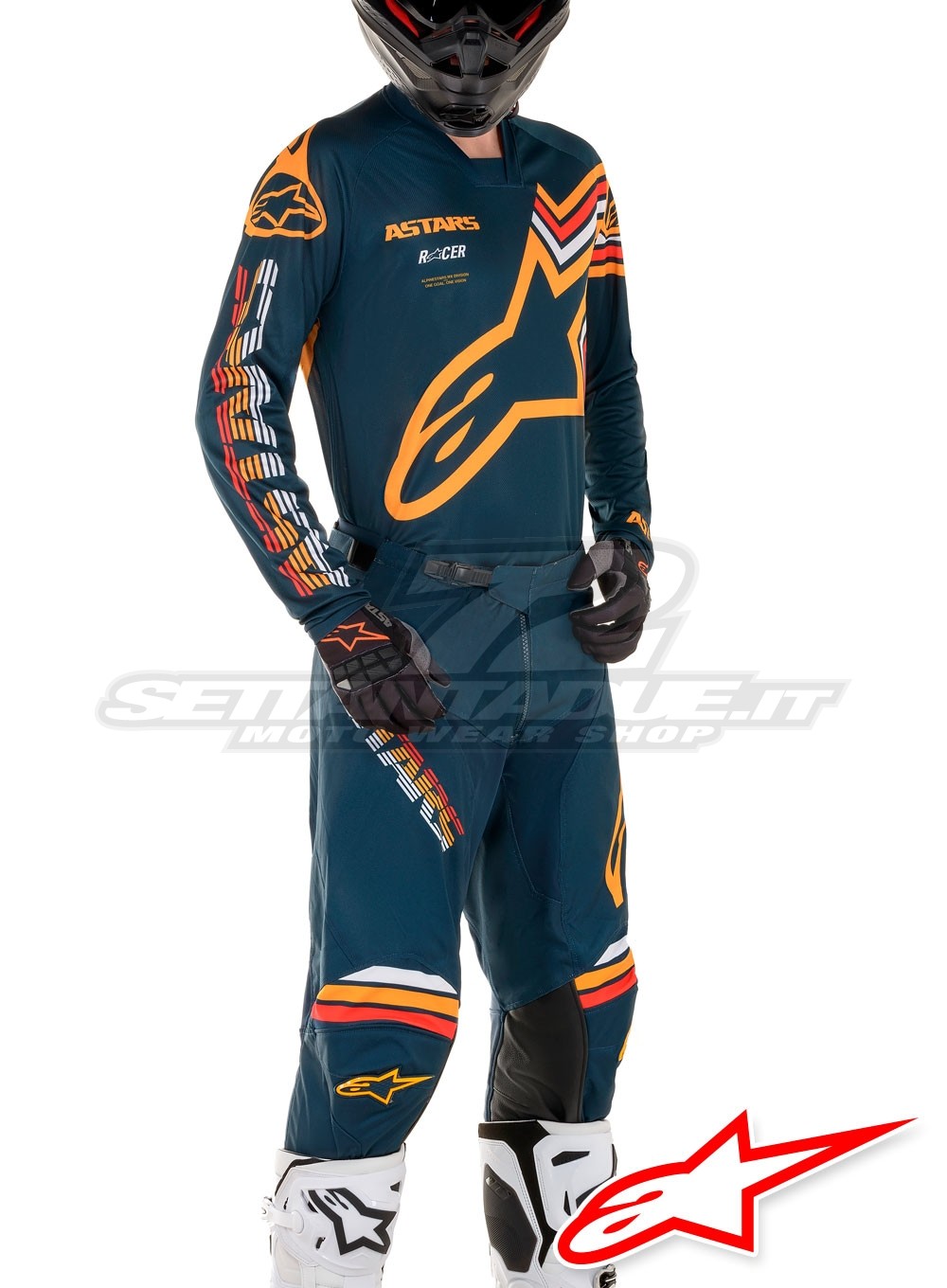 Pantalone 34 Mx Gear Completo Cross Alpinestars Racer Indianapolis Maglia L 