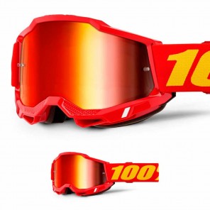 Maschera Cross 100% ACCURI2 Dunder - Lente Rosso Specchio - Offerta Online
