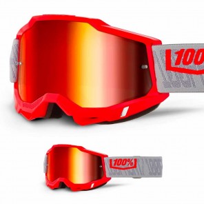Maschera Cross 100% ACCURI2 Dunder - Lente Rosso Specchio - Offerta Online