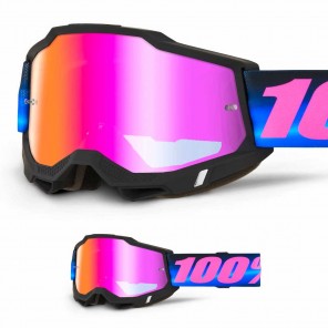 Maschera Cross 100% ACCURI2 Dunder - Lente Rosso Specchio - Offerta Online
