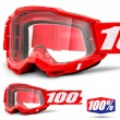 100% ACCURI2 Neon Red Motocross Goggles - Clear Lens