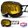 100% ACCURI2 SNOW Black Snowmobile Goggles - Yellow Vented Dual Lens