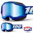 100% ACCURI2 SNOW Blue Snowmobile Goggles - Mirror Blue Vented Dual Lens