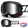 100% ACCURI2 SNOW Black Snowmobile Goggles - Mirror Silver Vented Dual Lens