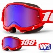 100% ACCURI2 SNOW Red Snowmobile Goggles - Mirror Red Blue Vented Dual Lens