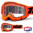 100% ACCURI2 ENDURO Neon Orange Motocross Goggles - Clear Dual Lens